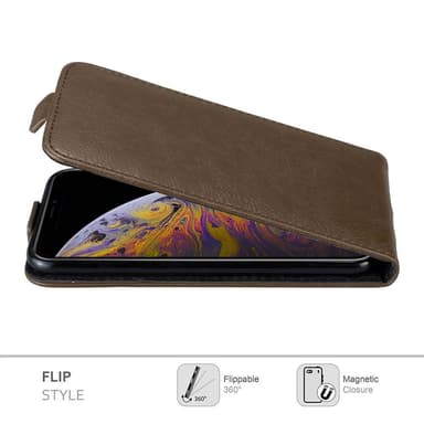 iPhone XS MAX Suojakuori Lompakkokotelo (Ruskea)