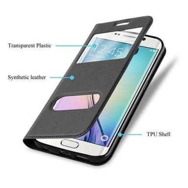 Lompakkokotelo Samsung Galaxy S6 EDGE Case (Musta)
