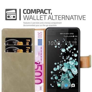 HTC U ULTRA Suojakuori Lompakkokotelo (Ruskea)