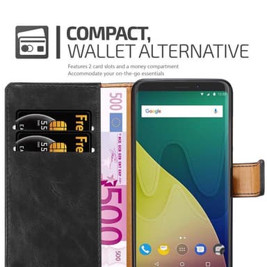 WIKO VIEW XL Suojakuori Lompakkokotelo (Musta)