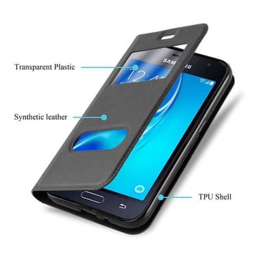 Lompakkokotelo Samsung Galaxy J1 2015 Case (Musta)