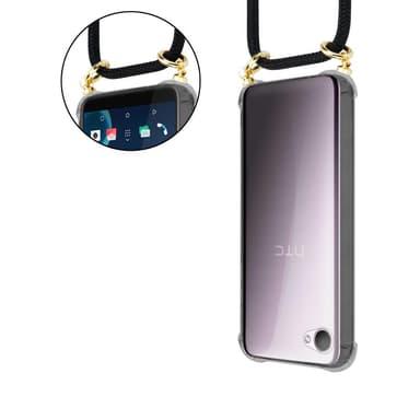 HTC Desire 12 Suojakuori Kotelo Ketju (Musta)