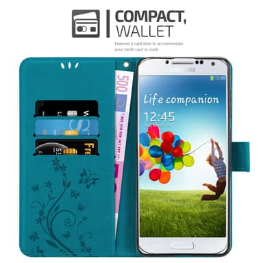 Samsung Galaxy S4 Suojakuori Lompakkokotelo (Sininen)