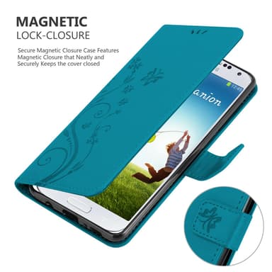 Samsung Galaxy S4 Suojakuori Lompakkokotelo (Sininen)