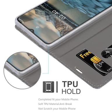 Nokia 2.4 Suojakuori Lompakkokotelo (harmaa)