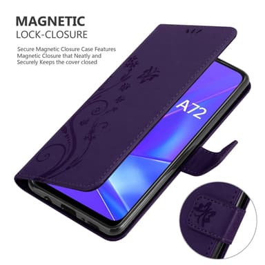 Oppo A72 Suojakuori Lompakkokotelo (Violetti)
