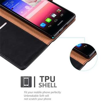 Huawei ASCEND P7 Suojakuori Lompakkokotelo (Musta)