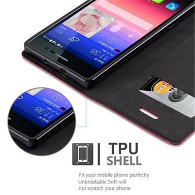 Huawei ASCEND P7 Suojakuori Lompakkokotelo (Punainen)