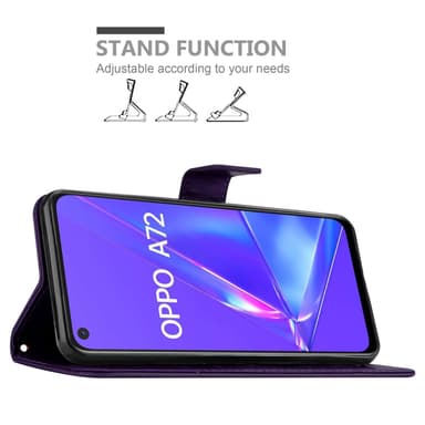 Oppo A72 Suojakuori Lompakkokotelo (Violetti)