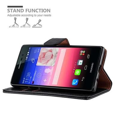 Huawei ASCEND P7 Suojakuori Lompakkokotelo (Musta)