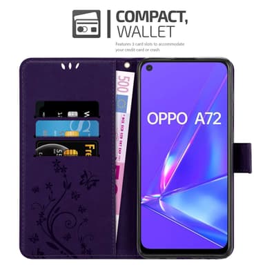 Oppo A72 Suojakuori Lompakkokotelo (Violetti)