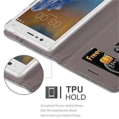 Nokia 3 2017 Suojakuori Lompakkokotelo (harmaa)