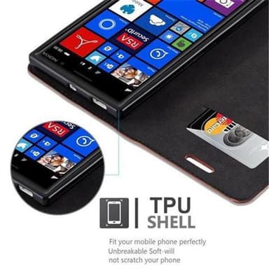 Nokia Lumia 830 Suojakuori Lompakkokotelo (Ruskea)