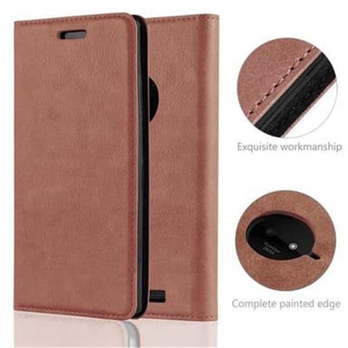 Nokia Lumia 830 Suojakuori Lompakkokotelo (Ruskea)