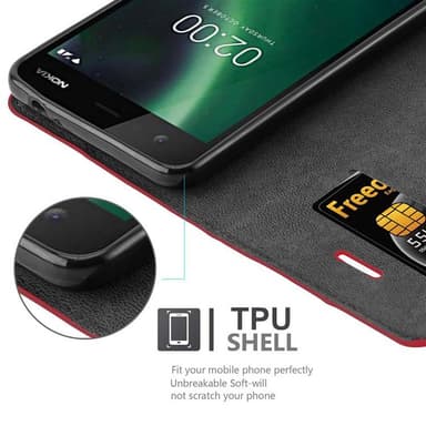Nokia 2 2017 Suojakuori Lompakkokotelo (Punainen)