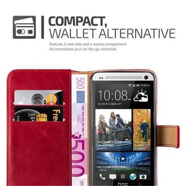 HTC ONE M7 Suojakuori Lompakkokotelo (Punainen)