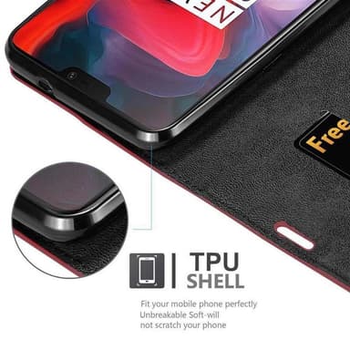 OnePlus 6 Suojakuori Lompakkokotelo (Punainen)