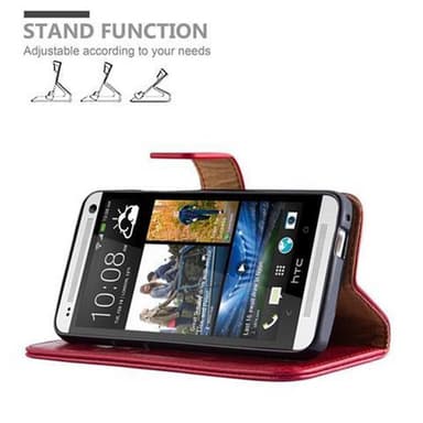 HTC ONE M7 Suojakuori Lompakkokotelo (Punainen)