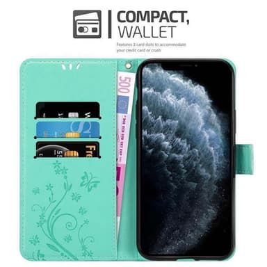 iPhone 11 PRO MAX Suojakuori Lompakkokotelo (Turkoosi)