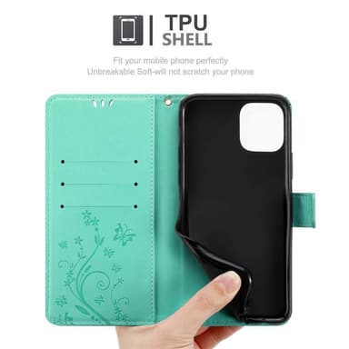iPhone 11 PRO MAX Suojakuori Lompakkokotelo (Turkoosi)