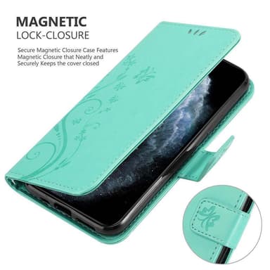 iPhone 11 PRO MAX Suojakuori Lompakkokotelo (Turkoosi)