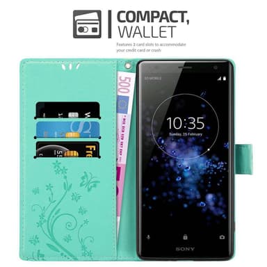 Sony Xperia XZ2 Suojakuori Lompakkokotelo (Turkoosi)