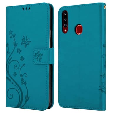 Samsung Galaxy A20s Suojakuori Lompakkokotelo (Sininen)