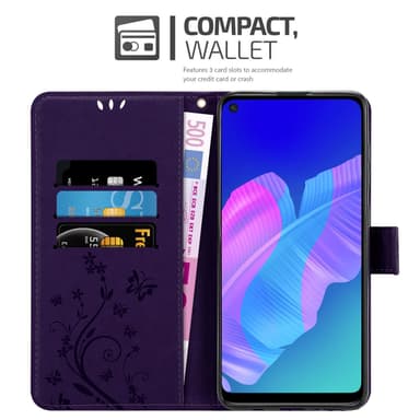 Huawei P40 LITE E Suojakuori Lompakkokotelo (Violetti)