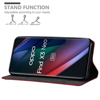 Oppo FIND X3 NEO Suojakuori Lompakkokotelo (Punainen)