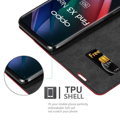 Oppo FIND X3 NEO Suojakuori Lompakkokotelo (Punainen)