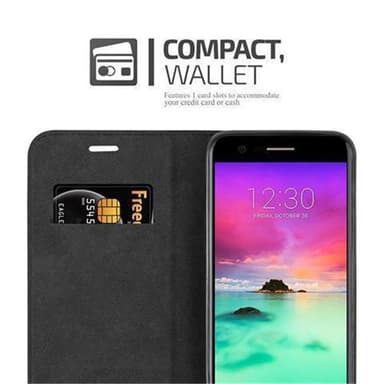 LG K10 2017 Suojakuori Lompakkokotelo (Musta)