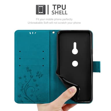Sony Xperia XZ3 Suojakuori Lompakkokotelo (Sininen)