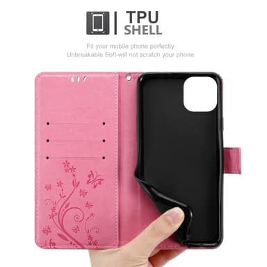 iPhone 14 Suojakuori Lompakkokotelo (Vaaleanpunainen)