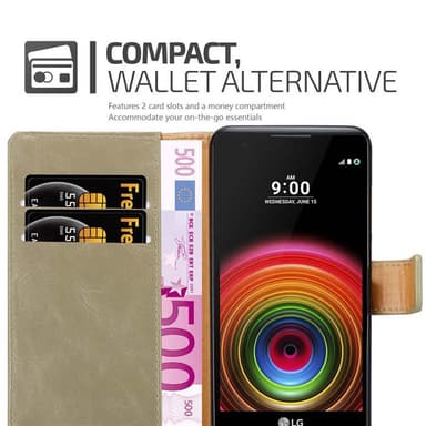 LG X POWER Suojakuori Lompakkokotelo (Ruskea)