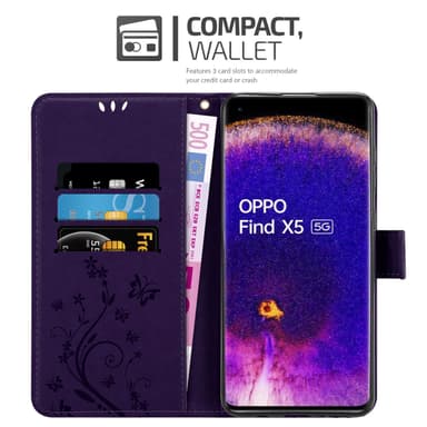 Oppo FIND X5 Suojakuori Lompakkokotelo (Violetti)