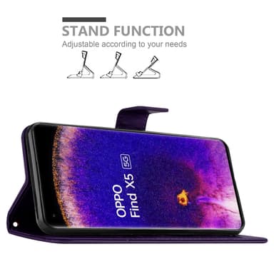 Oppo FIND X5 Suojakuori Lompakkokotelo (Violetti)