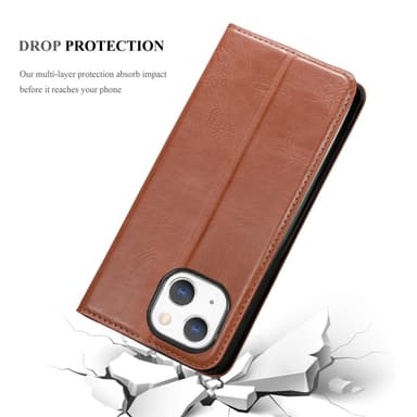 iPhone 13 Suojakuori Lompakkokotelo (Ruskea)