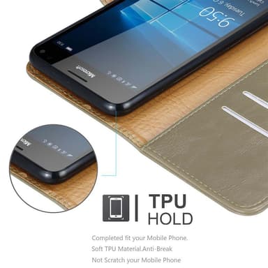 Nokia Lumia 950 XL Suojakuori Lompakkokotelo (Ruskea)