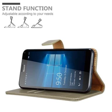 Nokia Lumia 950 XL Suojakuori Lompakkokotelo (Ruskea)
