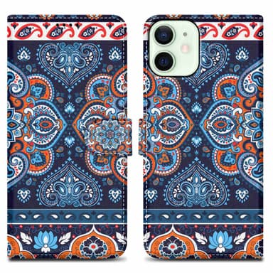 iPhone 12 MINI Suojakuori Lompakkokotelo (Sininen)
