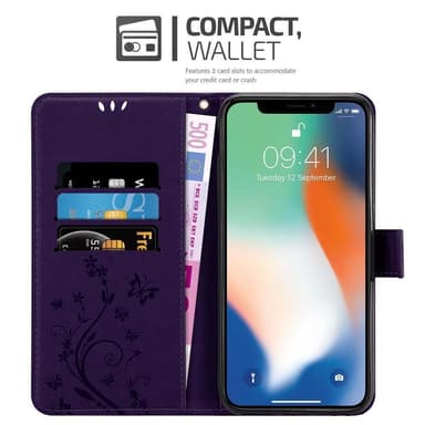 iPhone XR Suojakuori Lompakkokotelo (Violetti)
