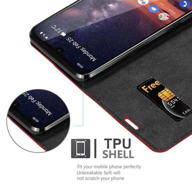 Nokia 3.2 Suojakuori Lompakkokotelo (Punainen)