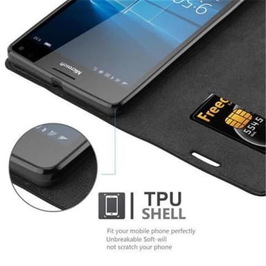 Nokia Lumia 950 XL Suojakuori Lompakkokotelo (Musta)