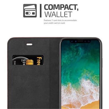 iPhone X / XS Suojakuori Lompakkokotelo (Ruskea)