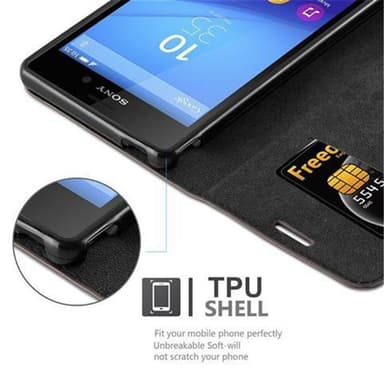 Sony Xperia M4 AQUA Suojakuori Lompakkokotelo (Ruskea)