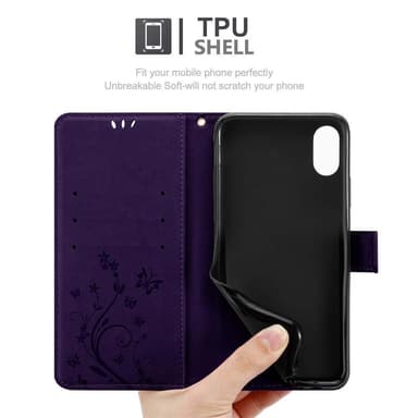 iPhone XR Suojakuori Lompakkokotelo (Violetti)