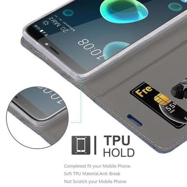 HTC Desire 12 PLUS Suojakuori Lompakkokotelo (Sininen)