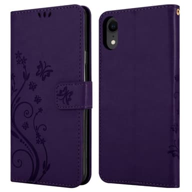 iPhone XR Suojakuori Lompakkokotelo (Violetti)