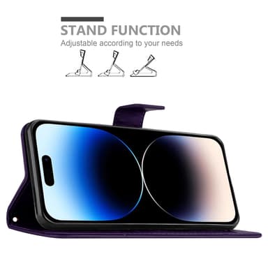 iPhone 14 PRO MAX Suojakuori Lompakkokotelo (Violetti)