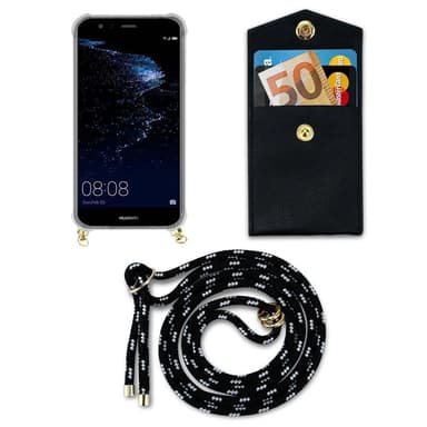 Huawei P10 LITE Suojakuori Kotelo Ketju (Musta)